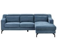Divano Angolare Sinistro in Tessuto Blu Navy con Poggiatesta Regolabile Glosli