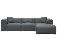 Divano Angolare Sinistro in Tessuto Grigio Scuro 3 Posti con Cuscini Dolva