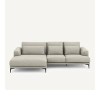 Divano angolare sinistro XL in tweed, MARSILE Bianco angolo sinistro