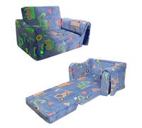 Divano Bambini Trasformabile 2-in-1,Poltroncina Pieghevole per Bambini Ragazzi con Coperta ,Comoda Divano Letto per Bambini che Brillano nel Buio per Camere da Letto e Soggiorno,Auto da Costruzione