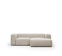 Divano Blok 2 posti in ciniglia beige con chaise longue destra 240 cm FSC Mix Credit