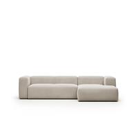 Divano Blok 3 posti in ciniglia beige con chaise longue destra 300 cm FSC Mix Credit