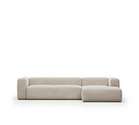Divano Blok 4 posti in ciniglia beige con chaise longue destra 330 cm FSC Mix Credit