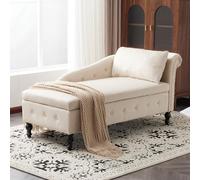 Divano chaise longue con contenitore, divano imbottito ergonomico, design trapuntato con bottoni, lettino idraulico per soggiorno, camera da letto, ufficio