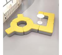 Divano Combinato Modulare Irregolare Geometrico, Panca Imbottita Con Giunzione Libera A Forma Di Y, For Biblioteca Scolastica, Sala Pausa Ufficio E Salotto Pubblico(A)