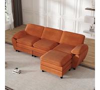 Divano combinato modulare - Light Velvet Upholstery with 2 pillows and removable ottoman, convertibile Living Room Divano per appartamento o casa