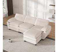 Divano combinato modulare - Light Velvet Upholstery with 2 pillows and removable ottoman, convertibile Living Room Divano per appartamento o casa