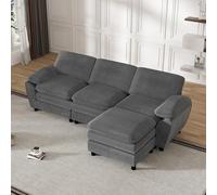 Divano combinato modulare - Light Velvet Upholstery with 2 pillows and removable ottoman, convertibile Living Room Divano per appartamento o casa
