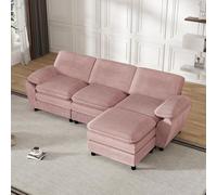 Divano combinato modulare - Light Velvet Upholstery with 2 pillows and removable ottoman, convertibile Living Room Divano per appartamento o casa