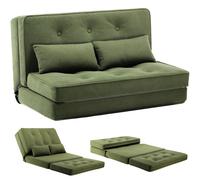 Divano COMHOMA Divano Letto Piccolo 2 posti Mini Divano Letto Schienale Regolabile in 6 Livelli, Soggiorno, Camera da Letto e Campeggio Beige