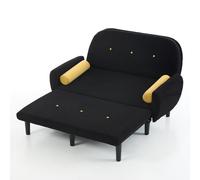 Divano compatto a due posti Lounge Daybed Convertible Poltrona relax con telaio interno in metallo, schienale ergonomico, orientato al letto, per ospiti, studio, ufficio, soggiorno, colore nero