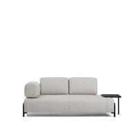 Divano Compo 2 posti beige grigiastro con vassoio grande e struttura in metallo nero 200 cm FSC Mix Credit