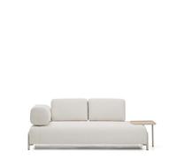 Divano Compo 2 posti in ciniglia écru, vassoio grande con impiallacciatura in rovere e struttura in metallo beige 200 cm FSC Mix Credit