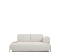 Divano Compo 2 posti in ciniglia écru, vassoio piccolo con impiallacciatura in rovere e struttura in metallo beige 200 cm FSC Mix Credit