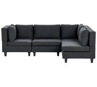 Divano componibile 4 posti imbottito in tessuto nero gambe nere schienale imbott