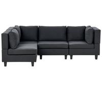 Divano componibile 4 posti imbottito in tessuto nero gambe nere schienale imbott