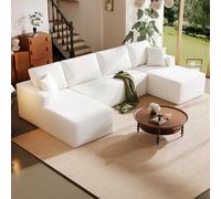 Divano componibile componibile da 350 cm, divano componibile senza osso, divano a 7 posti a forma di U, grande divano da salotto moderno, nessun montaggio modulare convertibile con 2 chaise longue per