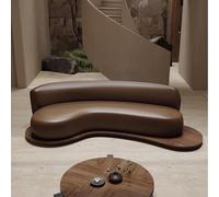Divano con piattaforma in legno massello dalla forma irregolare e a forma di arco, divano in stile medievale Wabi-sabi nella hall di un hotel in famiglia e sedie for reception e trattative(2.2m set)