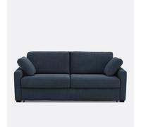Divano convertibile, 2, 3 o 4 posti, mousse Premium HR, in velluto a coste fine, TIMOR Blu 3 posti