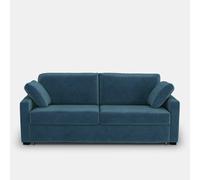 Divano convertibile 2, 3 o 4 posti, mousse Premium HR, in velluto, TIMOR Blu 3 posti