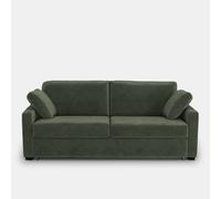 Divano convertibile 2, 3 o 4 posti, mousse Premium HR, in velluto, TIMOR Verde 2 posti