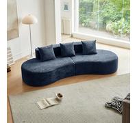 Divano curvo a 3 posti in velluto nero moderno, divano ad angolo per il paesaggio domestico, comodo divano letto compatto a forma di L per soggiorno e appartamento, facile da montare (nero + tessuto +