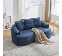 Divano curvo a due posti in stile contemporaneo, profondo cuscino rotondo con motivo a nuvole di ciniglia, design compresso senza nucleo a piuma, con tre cuscini decorativi.