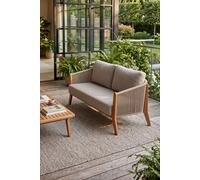 Divano da Esterno 2 Posti in Tessuto Beige e Teak, Aurora, 143x84 cm
