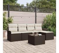 Divano da esterno 6 pz Marrone polyrattan