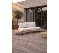 Divano da giardino 2 posti con tavolini laterali Arya, 200x94x75 cm, Beige e legno di teak