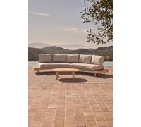 Divano da giardino 4 posti con tavolini laterali Arya, 400x71x75 cm, Beige e legno di teak