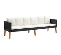 Divano da Giardino a 3 Posti, con Cuscini Imbottiti, Dimensioni 218 x 67 x 60 cm, in Rattan PE e Acciaio Verniciato a Polvere, per Esterno e Interno, per Famiglia e Amici