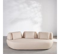 Divano da giardino a 3 posti in tessuto beige