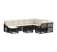 Divano Da Giardino Poly Rattan Nero 11 Pezzi Set Modulabile Esterno | Telaio in acciaio robusto, cuscini lavabili, pattini stabilizzatori, resistente alla pioggia sole leggero