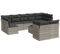 DIVANO DA GIARDINO VIDAXL 10 pz con Cuscini Grigio Chiaro Polyrattan - 3218162