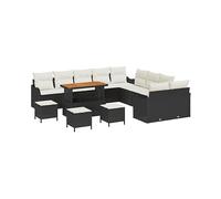 DIVANO DA GIARDINO VIDAXL 14 pezzi, Polyrattan, Acciaio, 71x110x55 cm