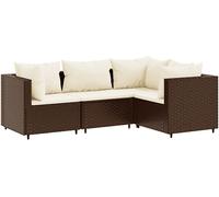 DIVANO DA GIARDINO VIDAXL 4 pz con Cuscini in Polyrattan Marrone - 3308073