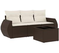 DIVANO DA GIARDINO VIDAXL 4 pz con Cuscini Marrone in Polyrattan - 3221072