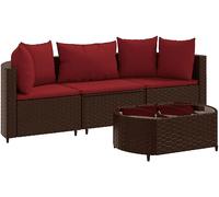 DIVANO DA GIARDINO VIDAXL 4 pz con Cuscini Marrone in Polyrattan - 3308365
