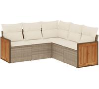 DIVANO DA GIARDINO VIDAXL 5 pz con Cuscini Beige in Polyrattan - 3260042
