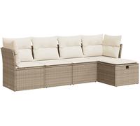 DIVANO DA GIARDINO VIDAXL 5 pz con Cuscini Beige in Polyrattan - 3325264
