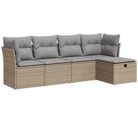 DIVANO DA GIARDINO VIDAXL 5 pz con Cuscini Beige in Polyrattan - 3325265