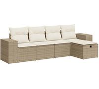 DIVANO DA GIARDINO VIDAXL 5 pz con Cuscini Beige in Polyrattan - 3325664