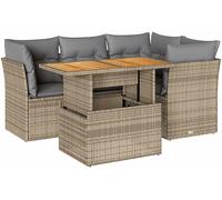 DIVANO DA GIARDINO VIDAXL 5 pz con Cuscini Beige in Polyrattan - 3326922
