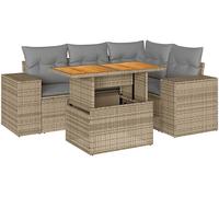DIVANO DA GIARDINO VIDAXL 5 pz con Cuscini Beige in Polyrattan - 3327370