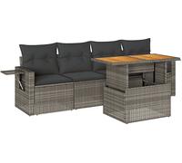 DIVANO DA GIARDINO VIDAXL 5 pz con Cuscini Grigio in Polyrattan - 3327098