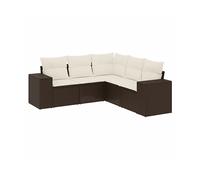 DIVANO DA GIARDINO VIDAXL 5 pz con Cuscini Marrone in Polyrattan - 3222552