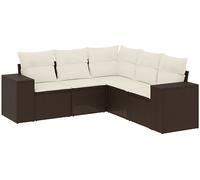 DIVANO DA GIARDINO VIDAXL 5 pz con Cuscini Marrone in Polyrattan - 3254890