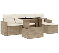 DIVANO DA GIARDINO VIDAXL 6 pz con Cuscini Beige in Polyrattan - 3267238