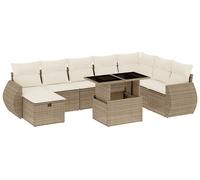 DIVANO DA GIARDINO VIDAXL 9 pz con Cuscini Beige in Polyrattan - 3275188